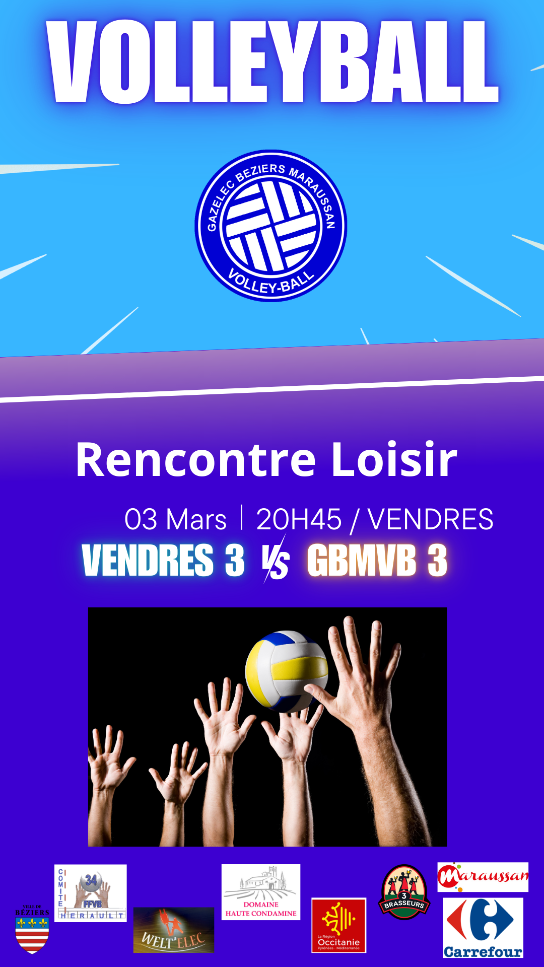 Rencontre Vendres vs GBMVB 3