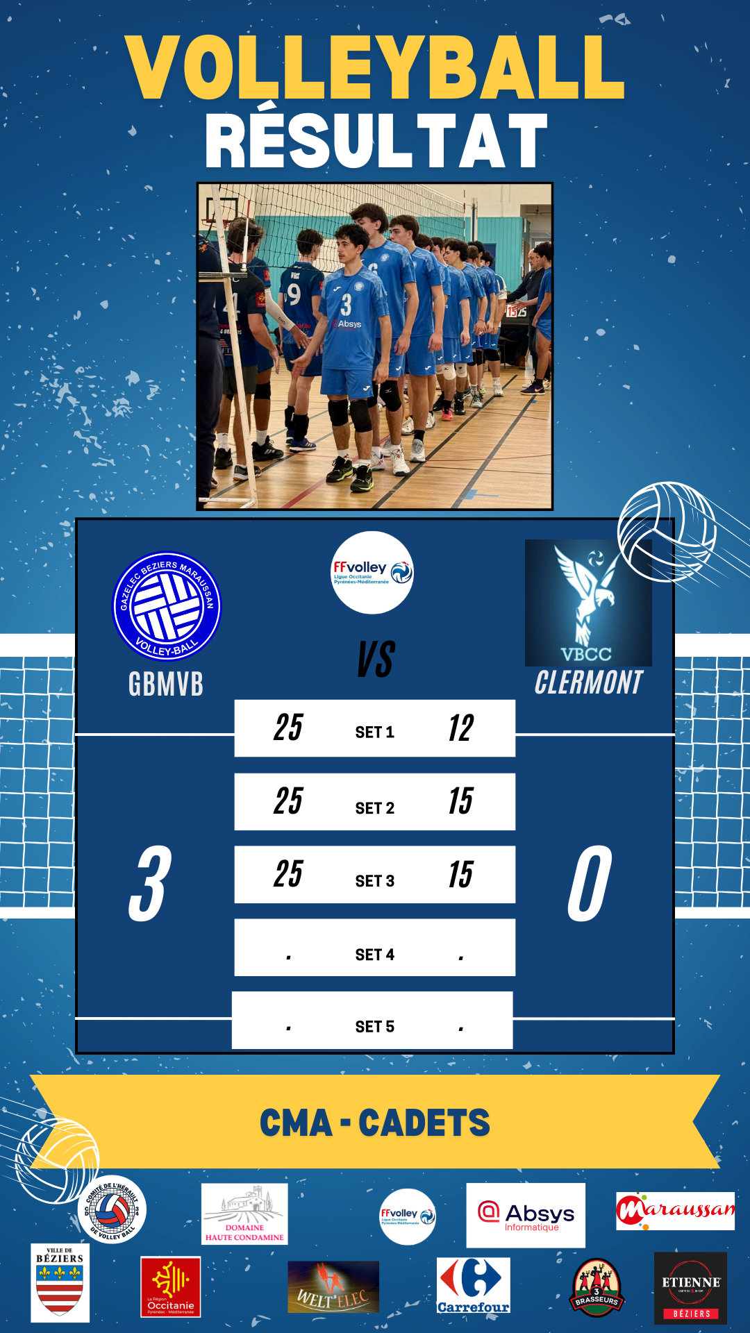 Victoire des cadets face à Clermont