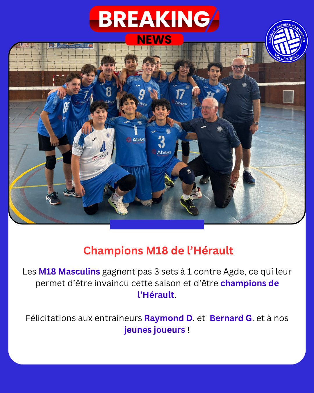 M18 M sont champions de l'Hérault