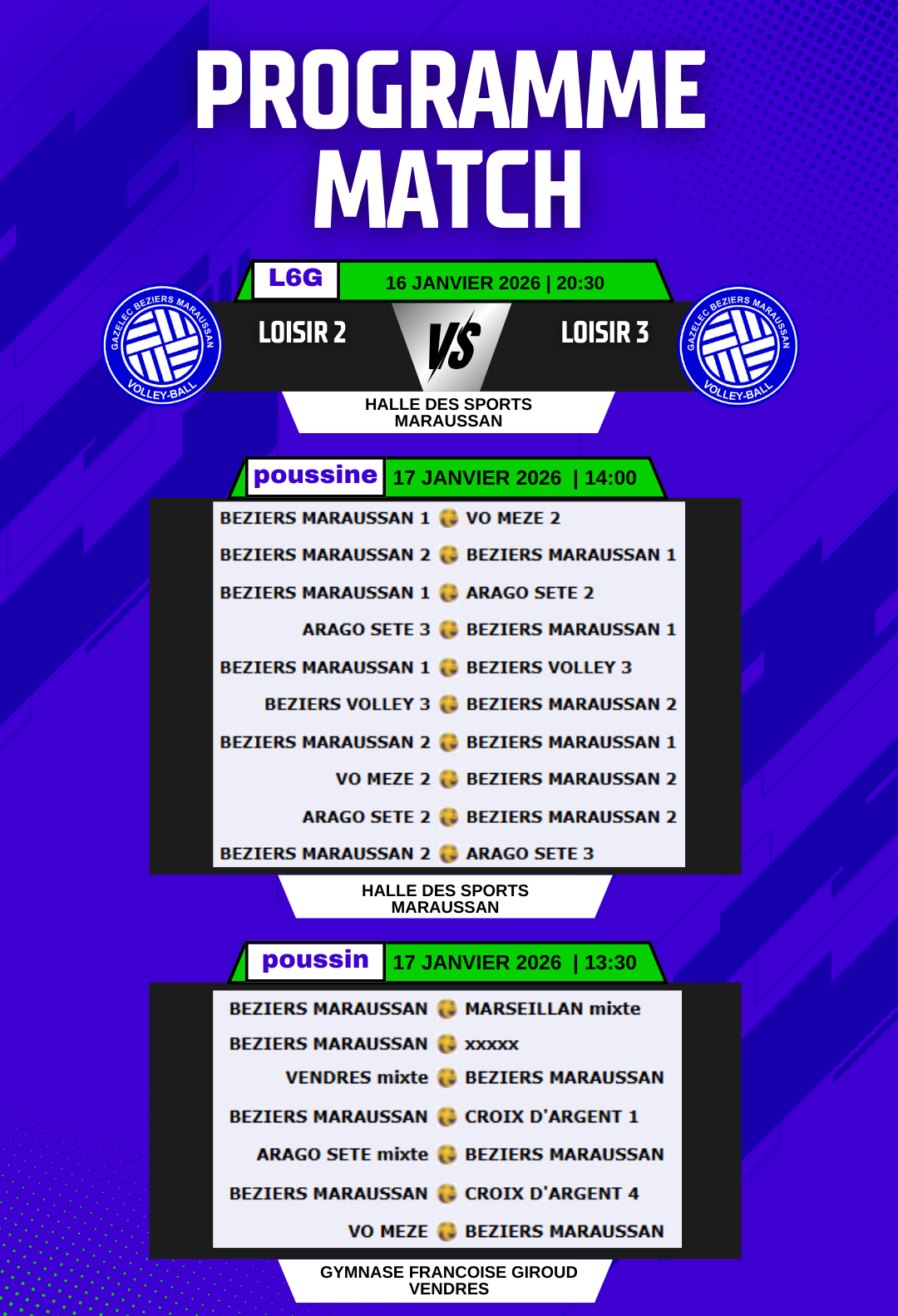 programme Loisir et plateau poussin